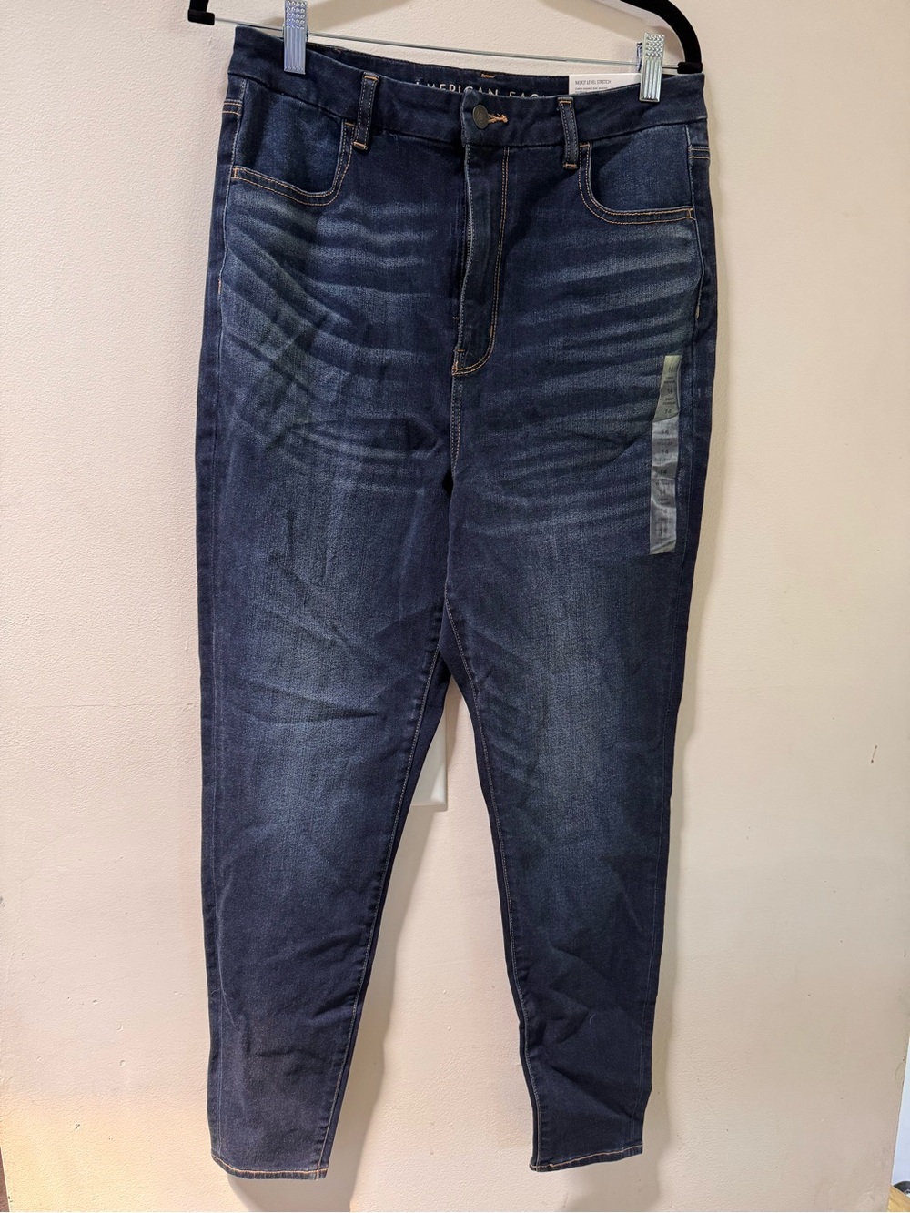 American Eagle Outfitters Women's Skinny Jeans - Dark Blue with Tan Stitching - Picture 2 of 2